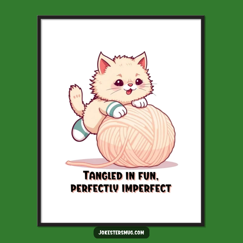 Free Printable Funny Cat Wall Art: Mismatched Socks Yarn Chaos Downloadable Art