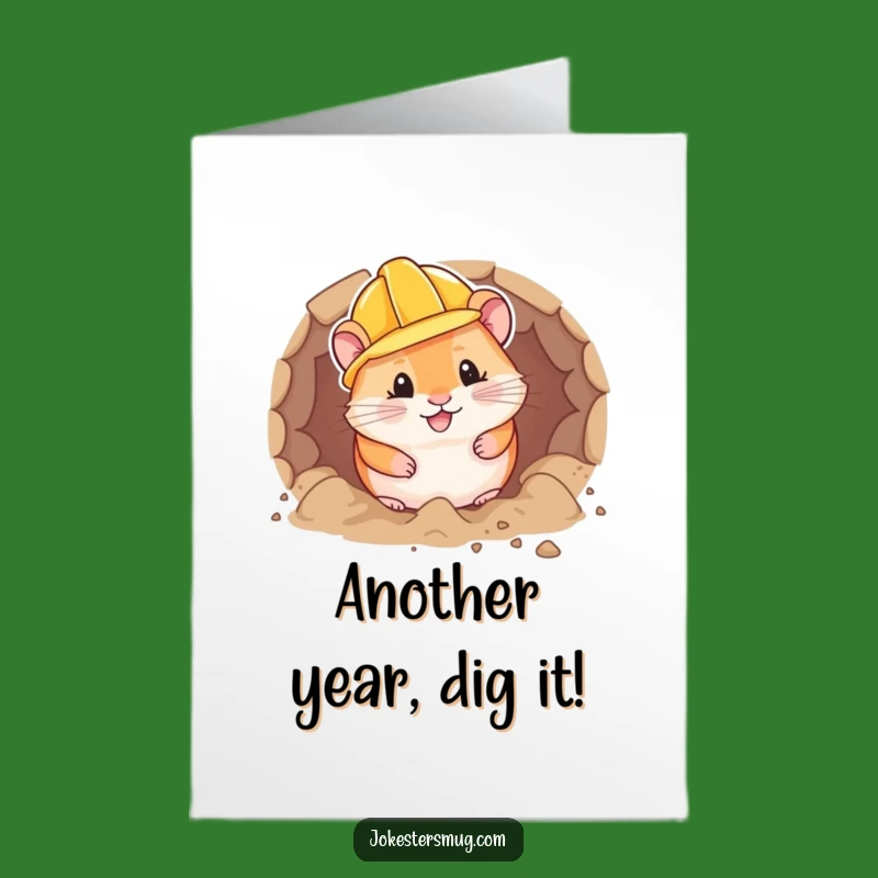 Free Printable Birthday Card: Hamster Miner - Funny DIY Downloadable Gift for Builders