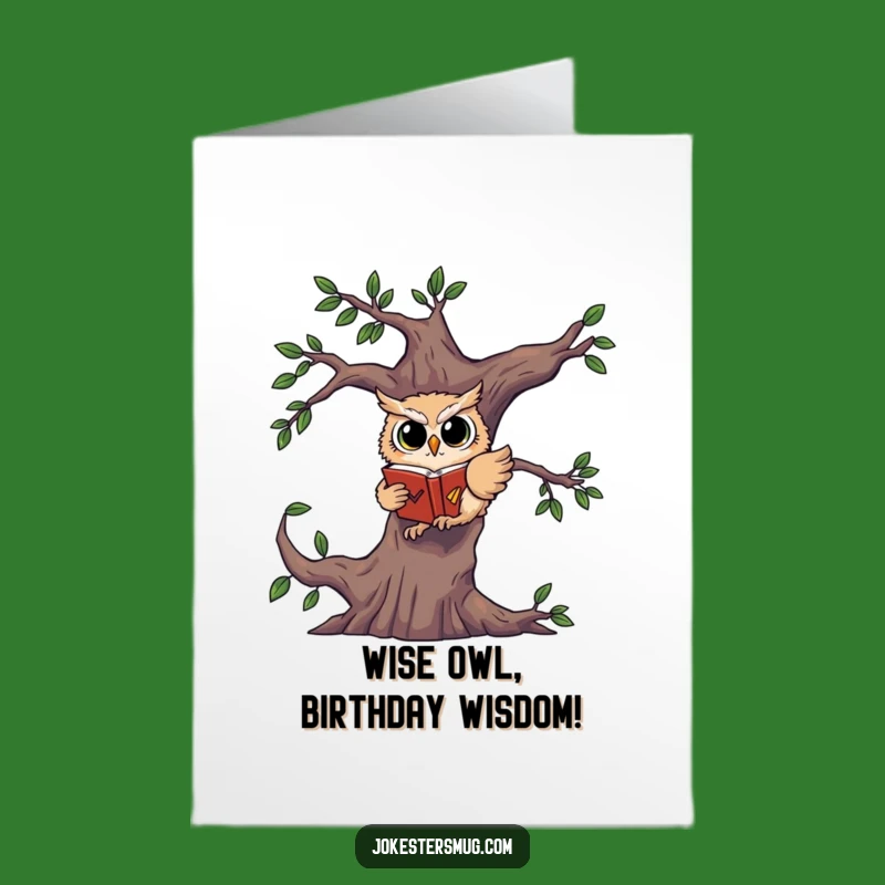 Free Printable Birthday Card: Startled Owl Book Fall - Funny Downloadable Gift