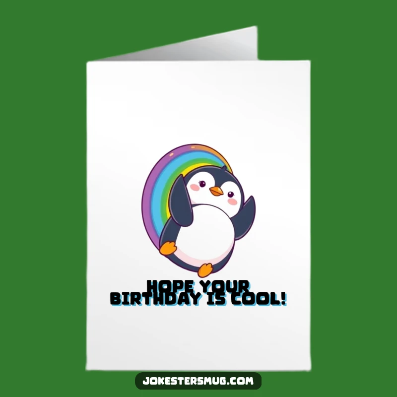 Free Printable Birthday Card: Upside Down Penguin Rainbow Funny Downloadable Gift