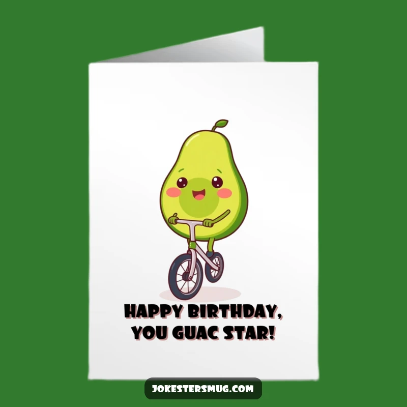 Funny Avocado Birthday Card Free Printable: Unicycle Fun Downloadable Gift
