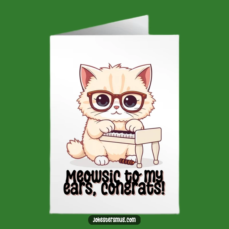 Free Printable Congrats Card: Cat Pianist Glasses - Funny Downloadable Achievement