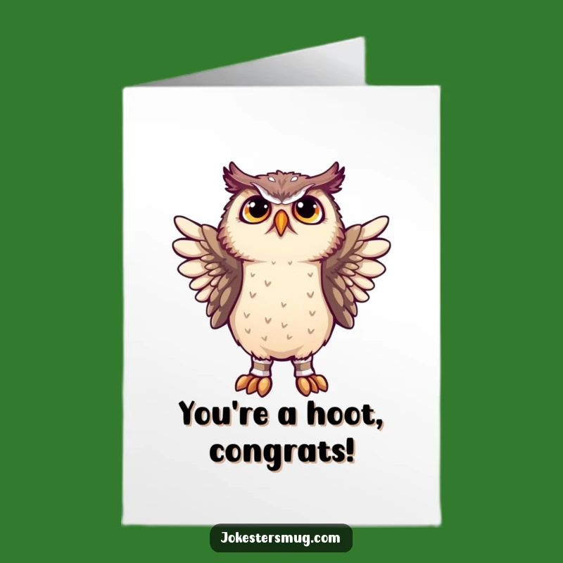 Free Printable Congrats Card: Owl's Winged Sock Mishap Congratulates You!