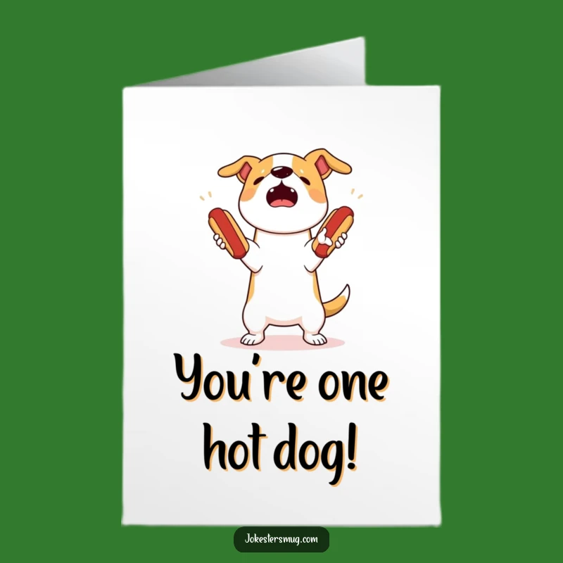 Free Printable Dog Congrats Card - Hot Dog Juggle Disaster Downloadable!