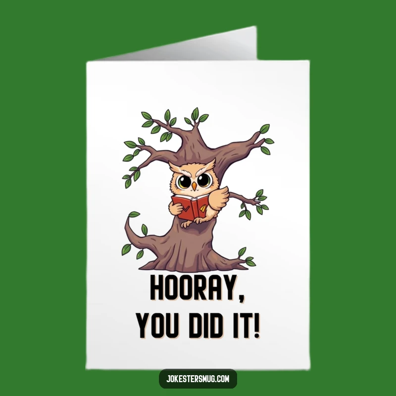 Free Printable Congrats Card: Startled Owl Book Fall - Funny Downloadable Achievement