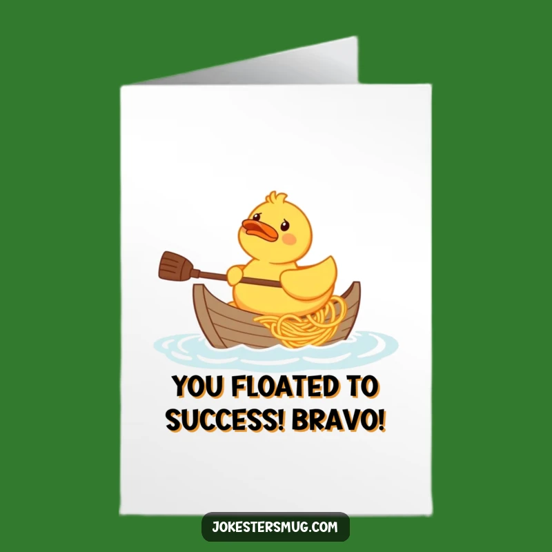 Free Printable Congrats Card: Duck & Spaghetti Boat, Humorous Downloadable for Any Win
