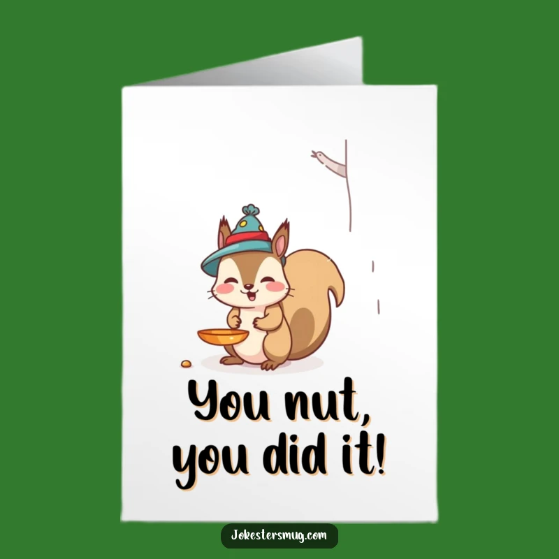 Free Printable Squirrel Congrats Card: Funny Bird Feeder Hat for a Downloadable Gift