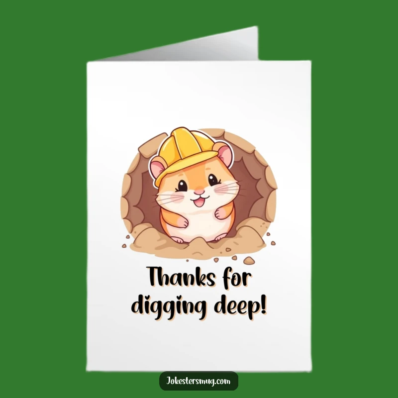 Free Printable Thank You Card: Hamster Miner - Funny Downloadable Gift