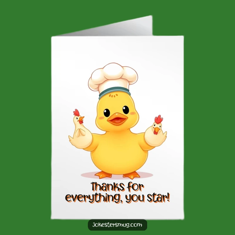 Free Printable Thank You Card: Juggling Duck Chef - Express Gratitude with Humor!