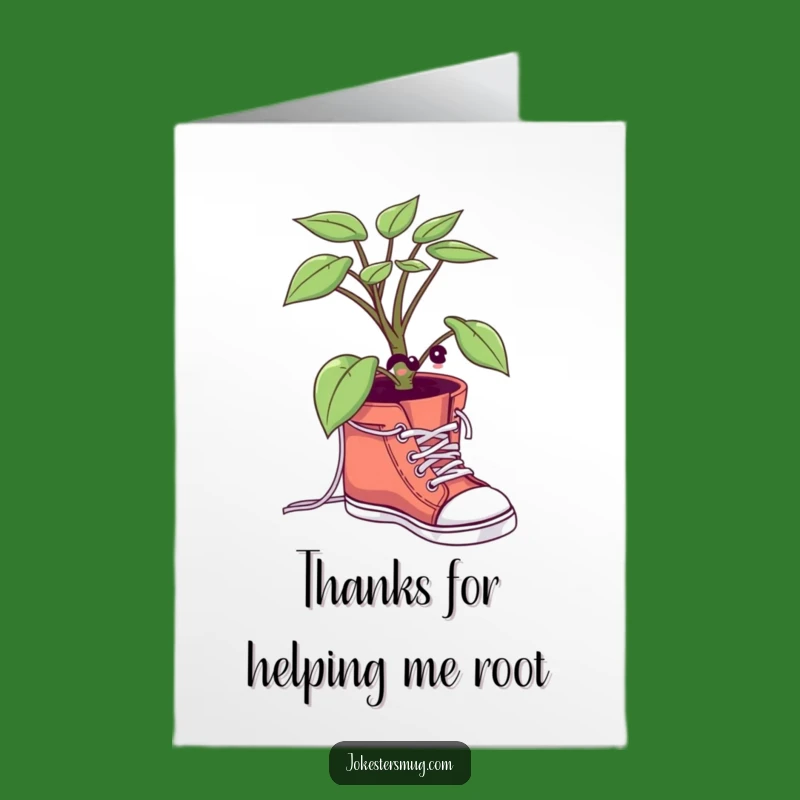 Free Printable Plant Thank You Card: Funny Tying Shoes for a Downloadable Gift