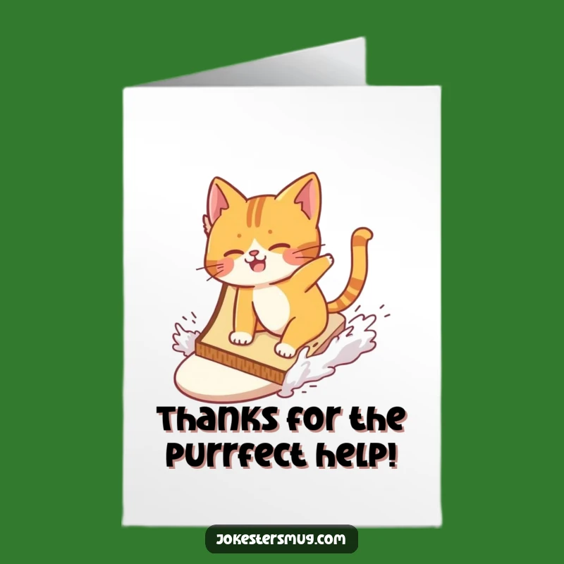 Free Printable Surfing Cat Thank You Card: Funny Toast Wipeout Downloadable