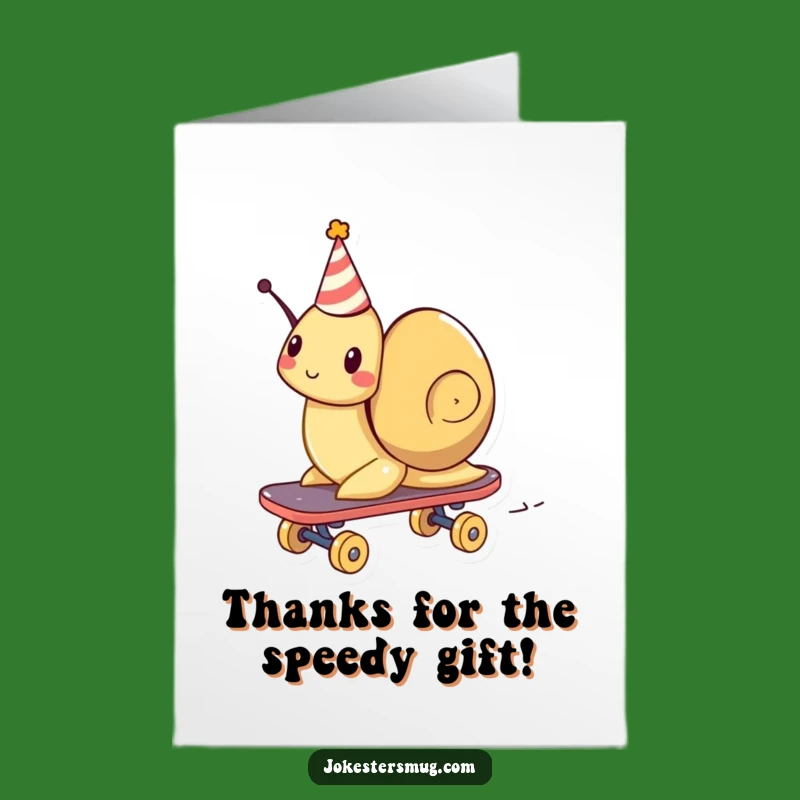 Free Printable Thank You Card: Zooming Snail Skater - Express Thanks with Speed