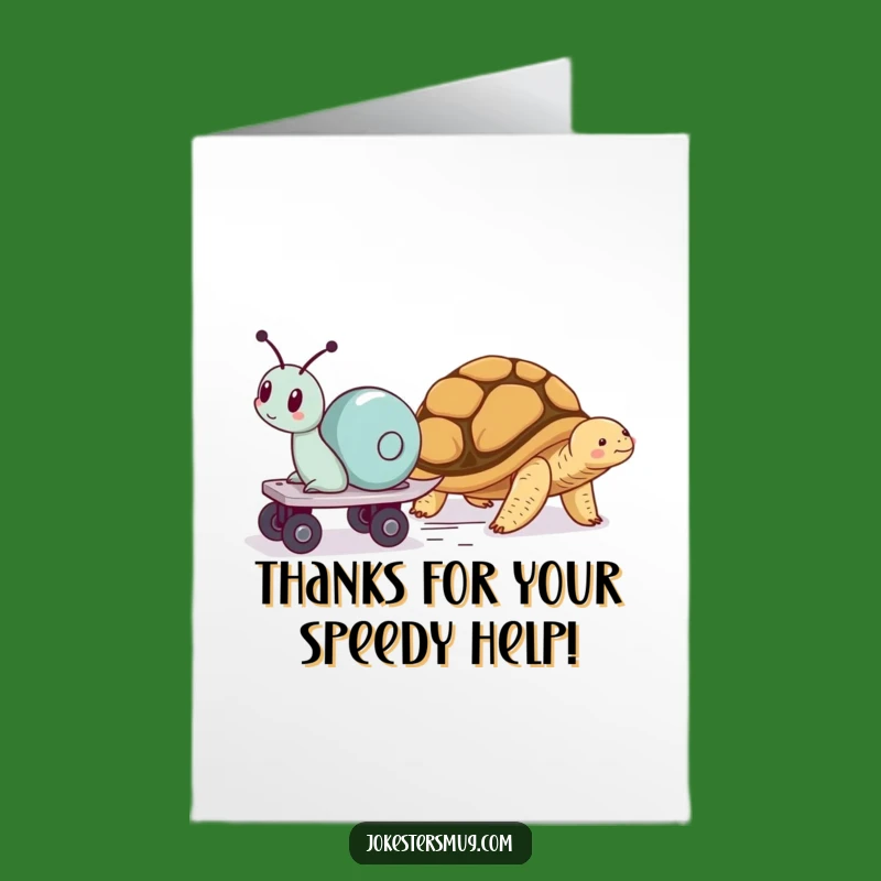 Free Printable Thank You Card: Snail Speeding Tortoise Funny Downloadable Gift