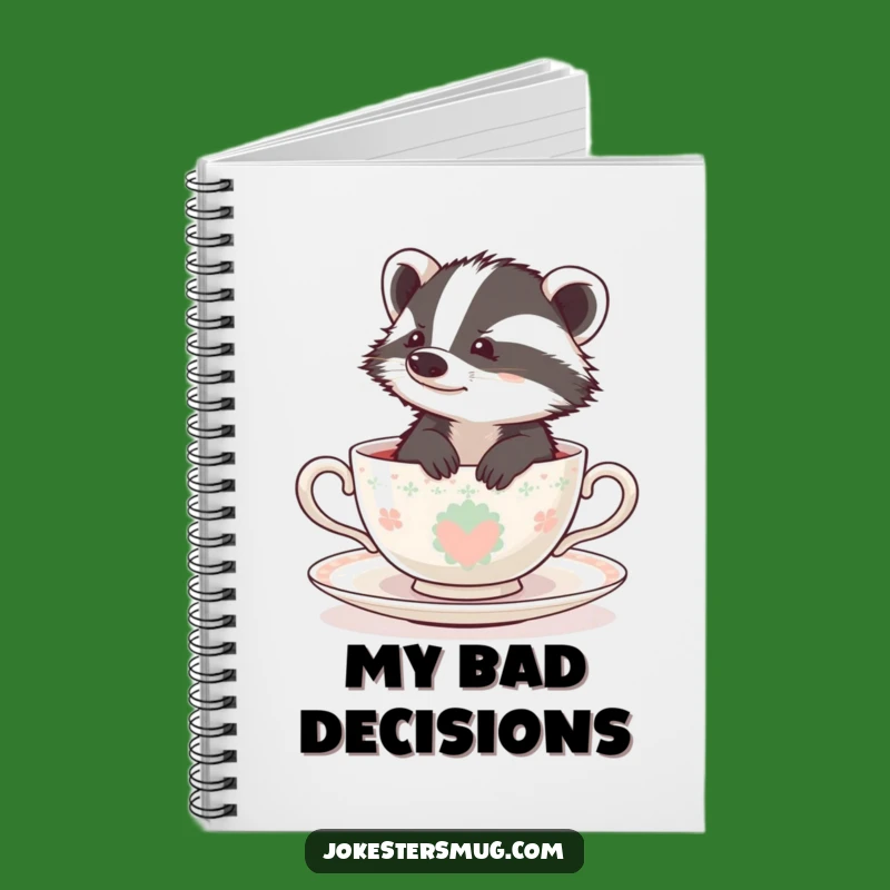 Funny Bewildered Badger Teacup Notebook - Journal Your Thoughts with Charm