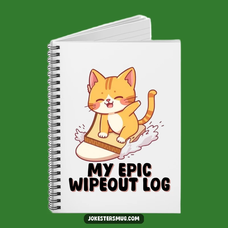 Funny Cat Surfing Notebook: Jot Down Notes with Toast Wipeout Fun!