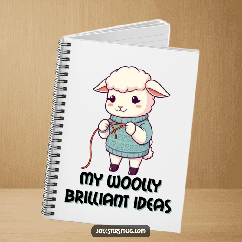 Funny Sheep Notebook: A sheep humorously knits a sweater from its own wool. Handy funny gift for journaling and ideas.