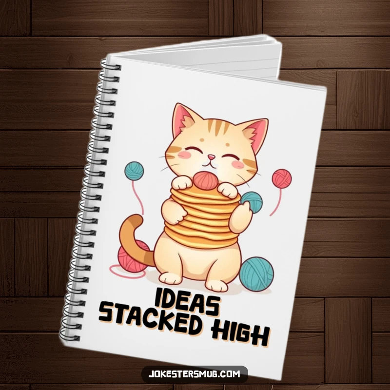 Funny cat juggling pancakes notebook, cute and humorous stationery, perfect for notes and doodles, an excellent funny gift.