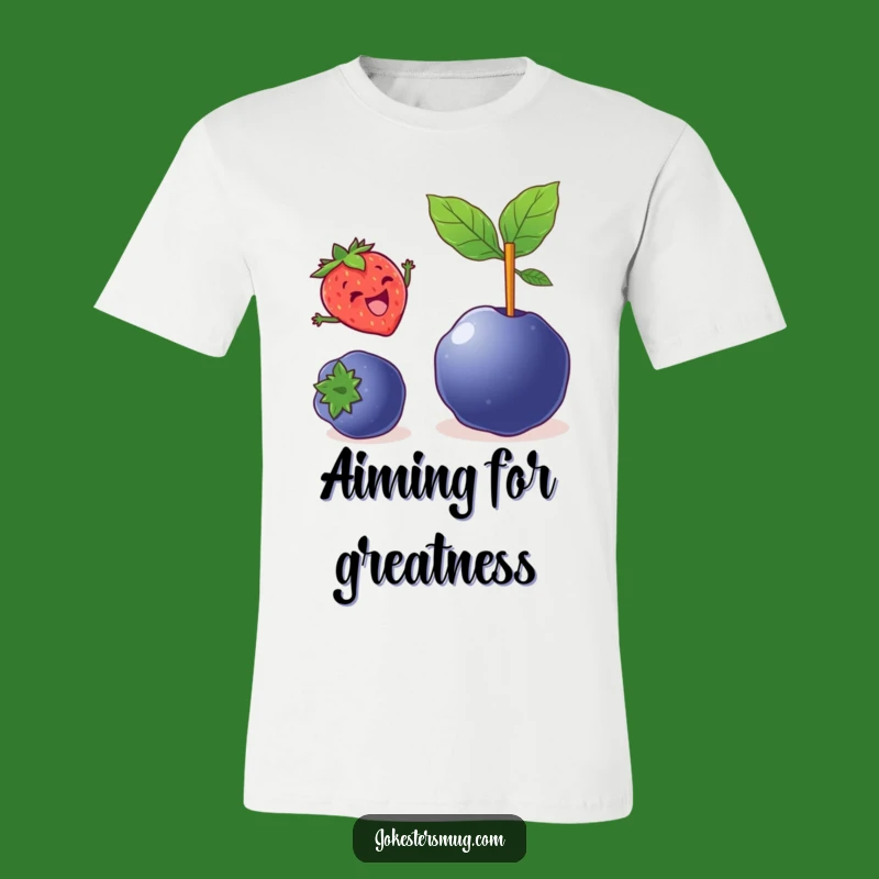 Funny Strawberry Leap T-Shirt: A Delighted Berry’s Athletic Feat - Awesome Funny Gift!
