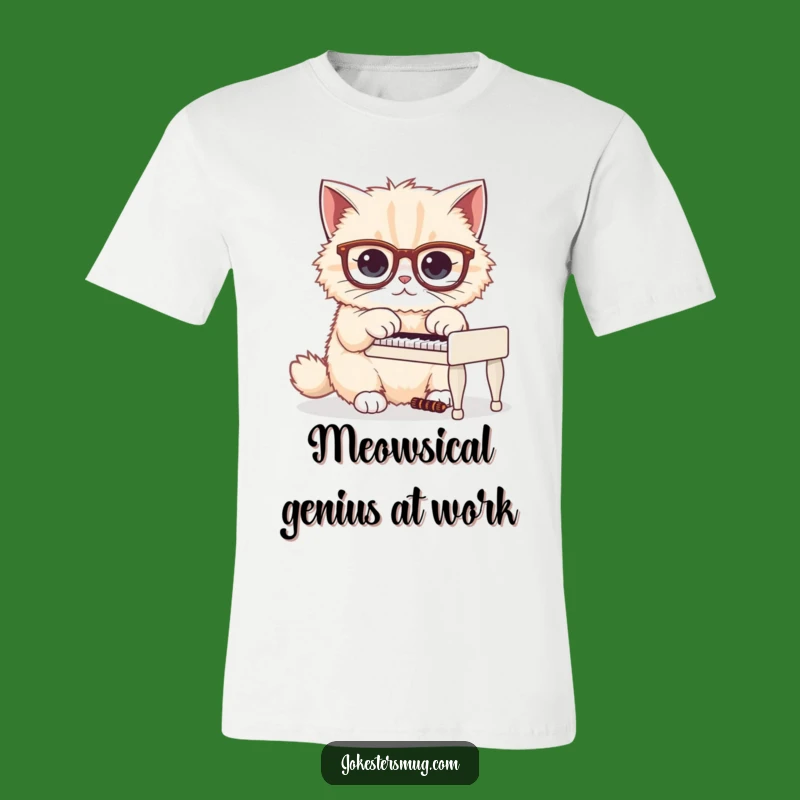 Funny Cat Piano T-Shirt: Fluffy Glasses Musician, Hilarious Apparel for Him or Her