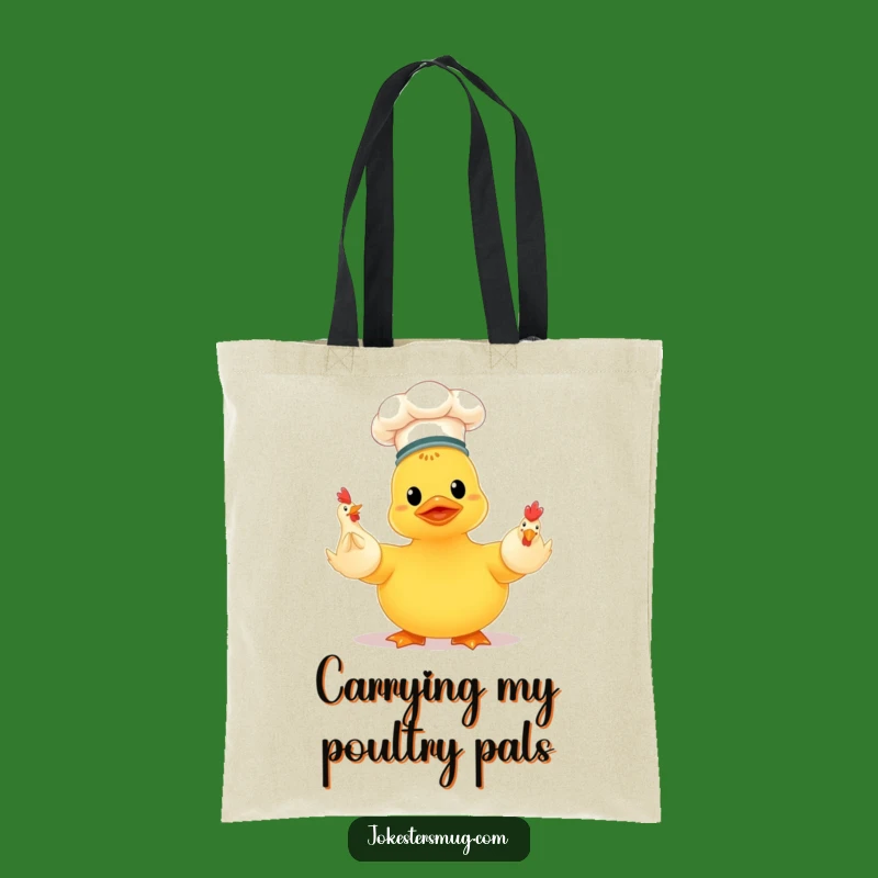 Funny Chef Duck Juggling Chickens Tote Bag: Carry Your Laughs in Style