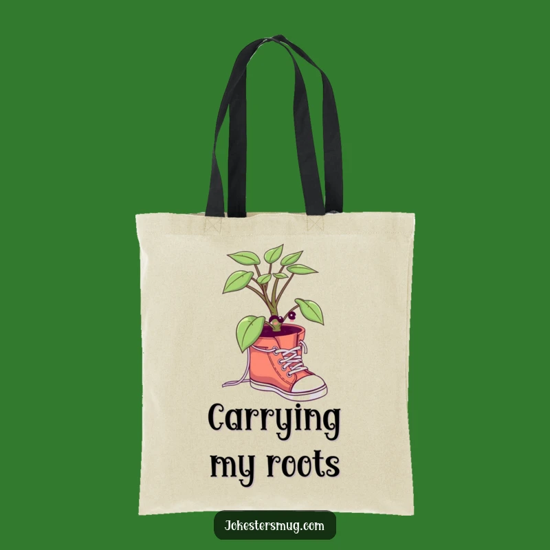 Funny Plant Shoelace Tote Bag: Carry Your Greens with Comical Style