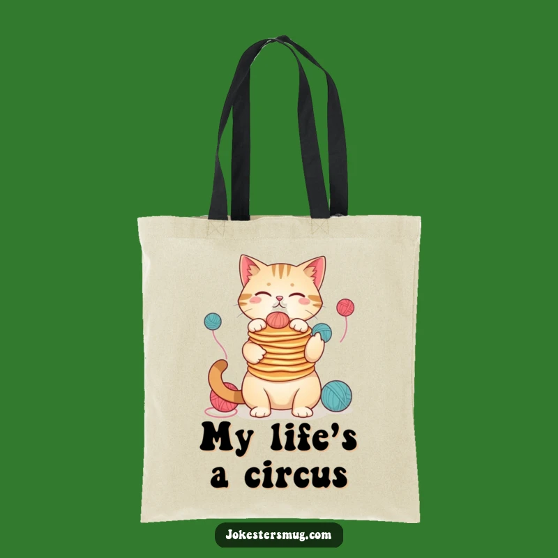Funny Cat Pancake Juggler Tote Bag: Carry Your Essentials with Hilarious Style