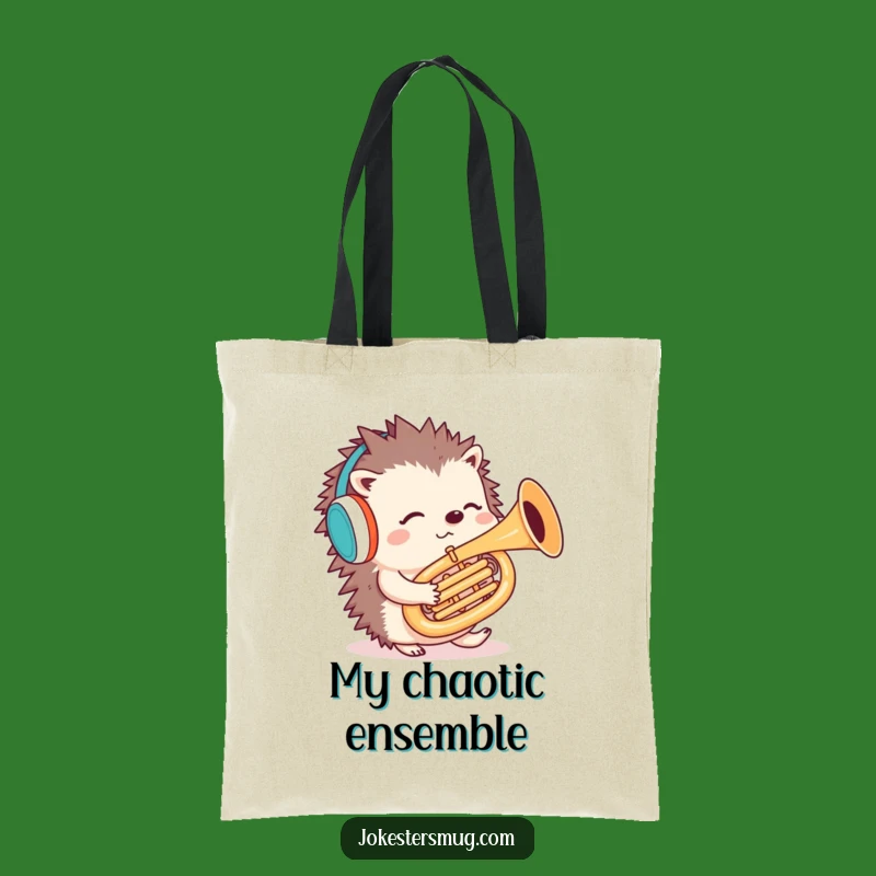 Funny Hedgehog Tuba Tote Bag: Carry Your Confusion - Ideal Gift
