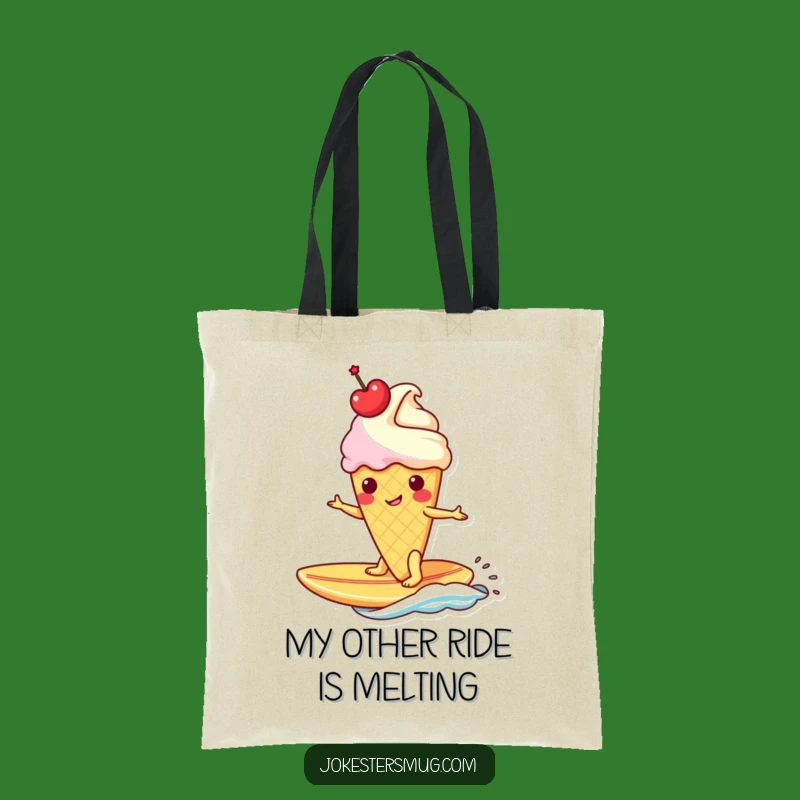 Funny Ice Cream Banana Surfboard Tote Bag: Carry Your Laughs