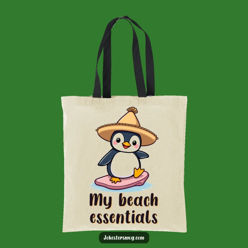 Funny Penguin Surfer Sombrero Tote Bag: Hilarious Beach Day Essential
