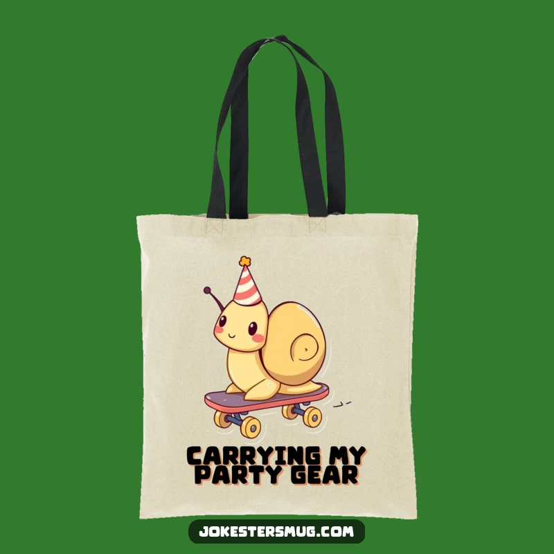 Funny Snail Skateboard Tote Bag: Party On Wheels, Chic Humorous Accessory