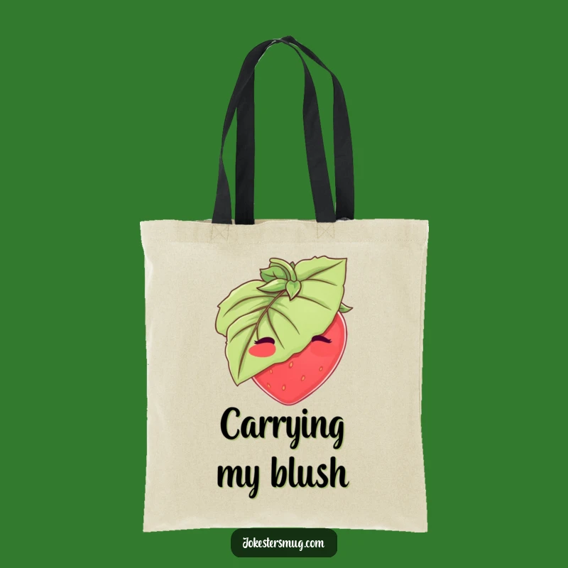 Funny Strawberry Tote Bag: Shy Hiding Design, Stylish and Funny Gift